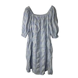 REMAIN Birger Christensen Lea Dress Blue Plaid